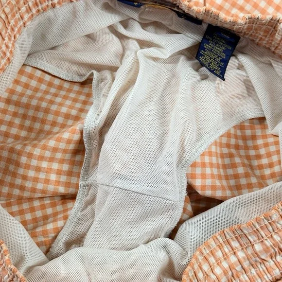 Polo Ralph Lauren Traveler Gingham Swim Trunk Shorts Men's M Orange 5.5" - Picture 7 of 16